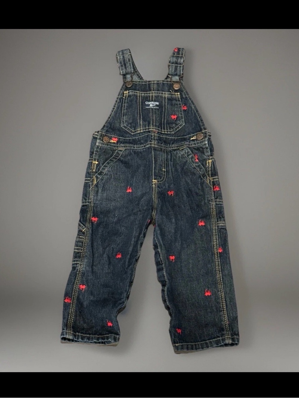 OshKosh Train Overalls 18M Y2K Denim Carpenter Style